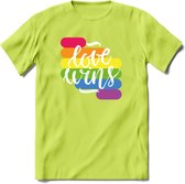 Love Wins | Pride T-Shirt | Grappig LHBTIQ+ / LGBTQ / Gay / Homo / Lesbi Cadeau Shirt | Dames - Heren - Unisex | Tshirt Kleding Kado | - Groen - S