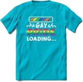 Gay Pride Loading T-Shirt | Grappig LHBTIQ+ / LGBTQ / Gay / Homo / Lesbi Cadeau Shirt | Dames - Heren - Unisex | Tshirt Kleding Kado | - Blauw - 3XL