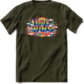 Love Wins | Pride T-Shirt | Grappig LHBTIQ+ / LGBTQ / Gay / Homo / Lesbi Cadeau Shirt | Dames - Heren - Unisex | Tshirt Kleding Kado | - Leger Groen - S