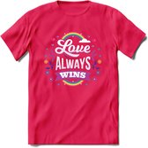 Love Wins | Pride T-Shirt | Grappig LHBTIQ+ / LGBTQ / Gay / Homo / Lesbi Cadeau Shirt | Dames - Heren - Unisex | Tshirt Kleding Kado | - Roze - XXL