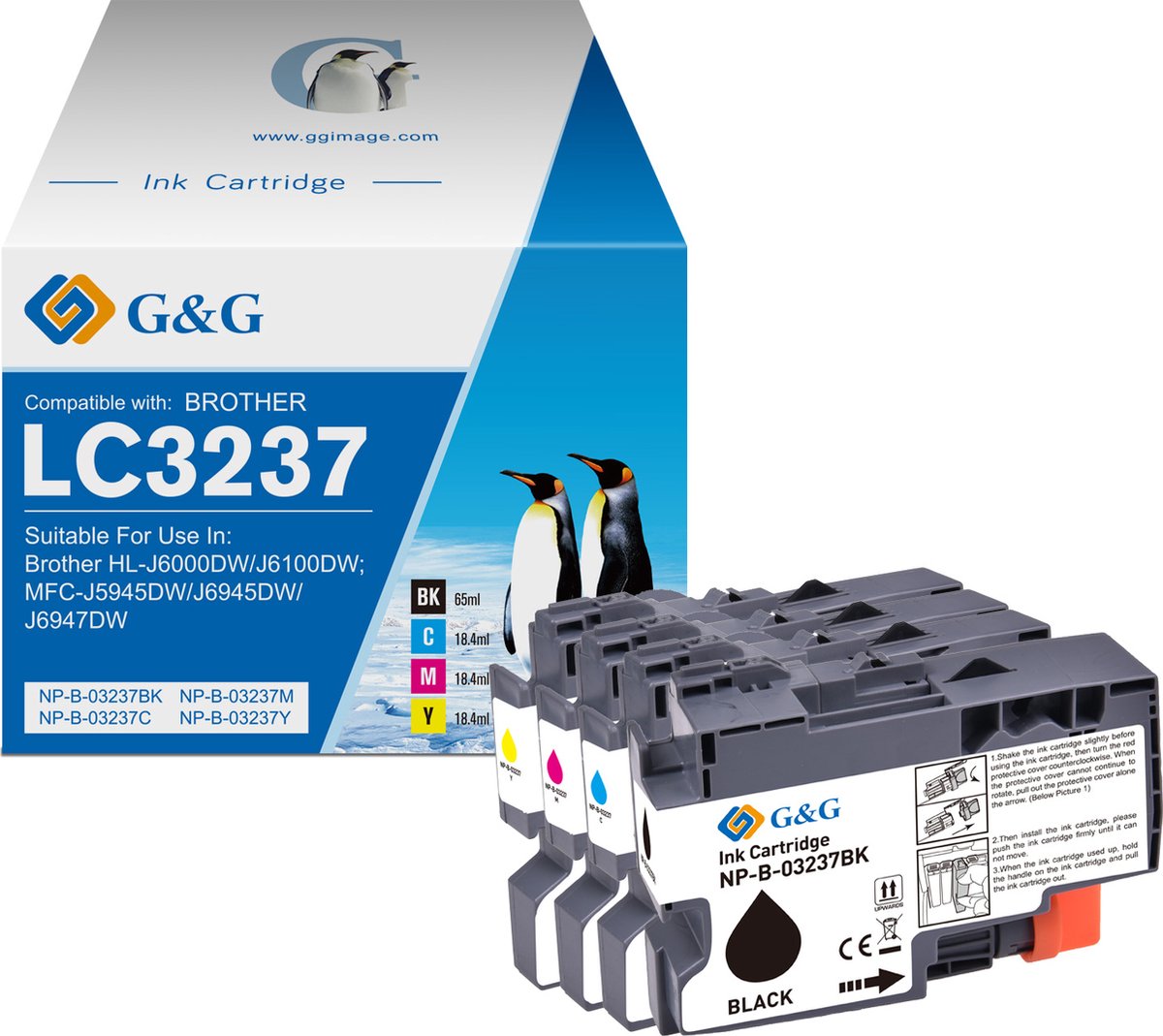 G&G Huismerk Inktcartridge Alternatief voor Brother LC-3237 - multipack