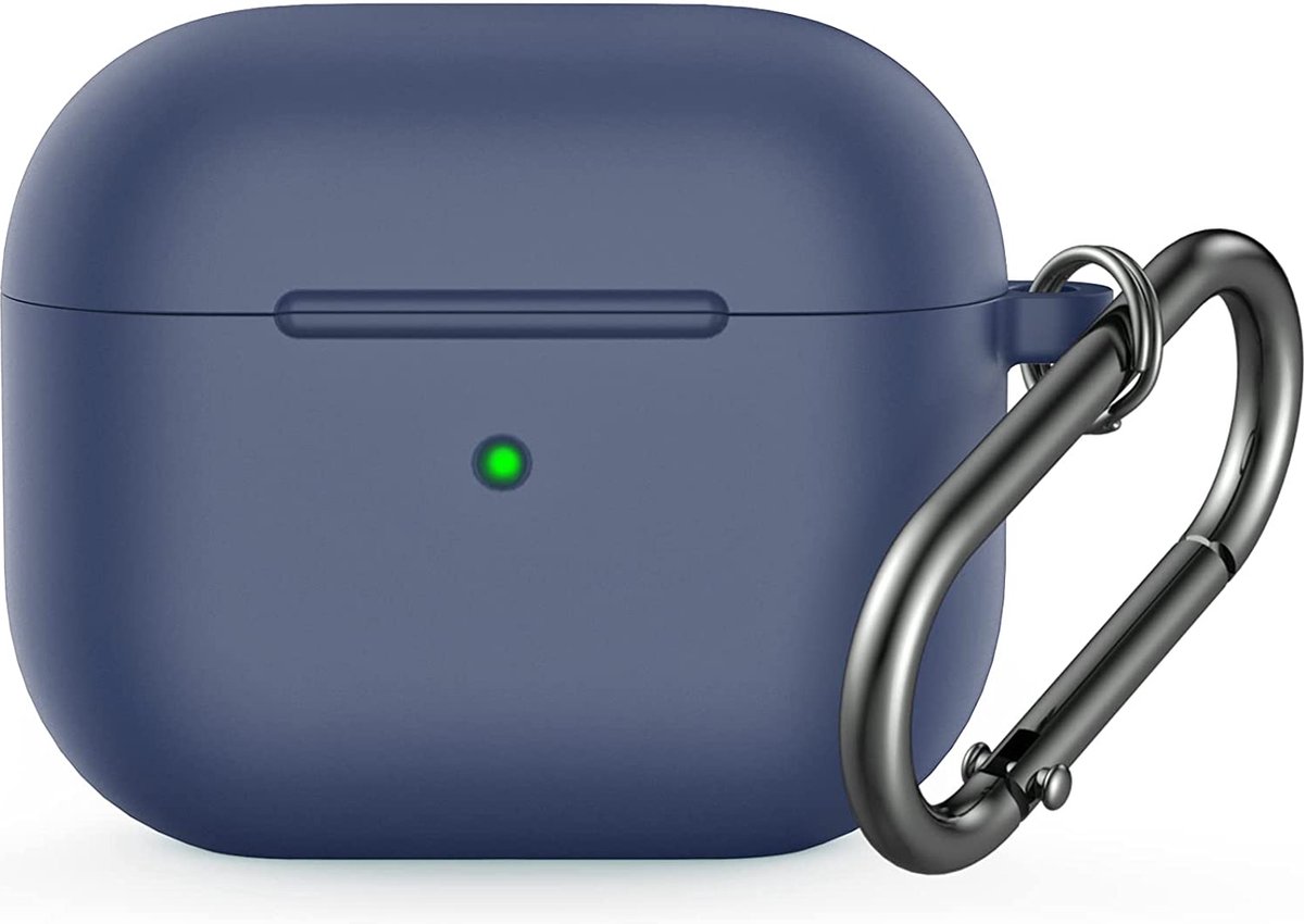 YONO Hoesje geschikt voor Apple Airpods 3 - Siliconen Soft Case met Clip - Alaska blauw