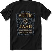 50 Jaar Legendarisch Gerijpt T-Shirt | Sky Blue - Ivoor | Grappig Verjaardag en Feest Cadeau Shirt | Dames - Heren - Unisex | Tshirt Kleding Kado | - Zwart - M