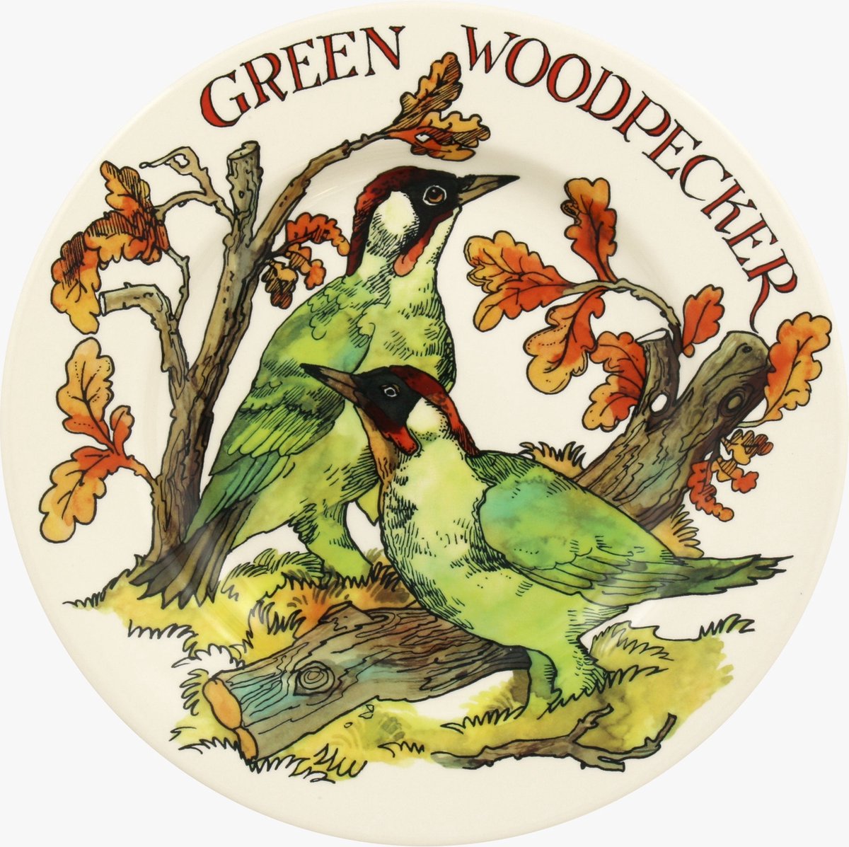 Emma Bridgewater Plate Birds 8,5 Inch Green Woodpacker (21,5cm