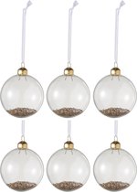 J-Line Doos Van 6 Kerstballen Deco Glas Klaar/Goud Small