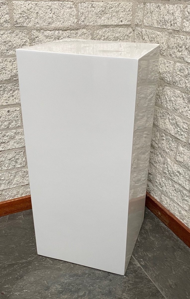 zuil/sokkel/pilaar fiberstone hoogglans wit 28x28x60 cm voor binnen en  buiten | bol.com