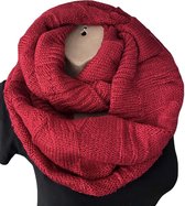 Gebreide Colsjaal - Lus - Loop Sjaal - Ronde Sjaal - Nekwarmer - Rood - 70 x 40 cm