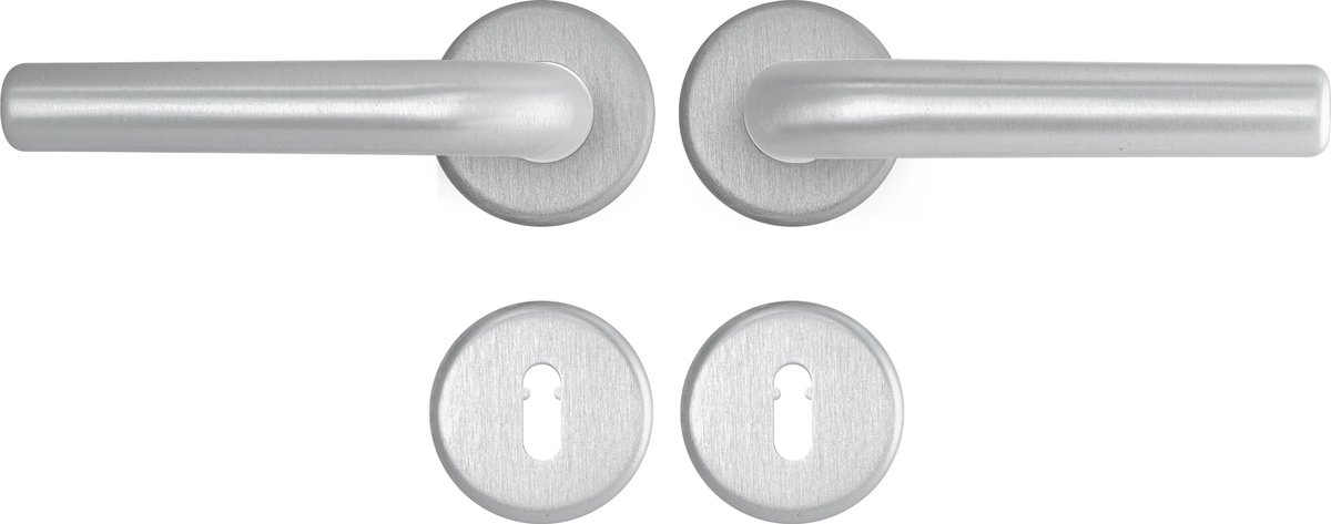 AXA Binnendeurbeslag set (Curve Klik) Aluminium geslepen: Kruk (model L) op rozet met sleutelgat