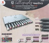 12 Calligraphy markers (6 vintage colours - 4 sizes)