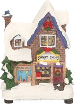 Kerstdorpen bouwen kersthuisjes snoepwinkel 12 cm - Met verlichting - Kerstversieringen/kerstdecoraties