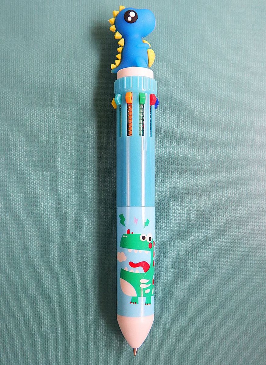 10-kleuren balpen dinosaurus blauw