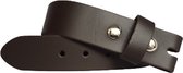 De Riemenspecialist - Buckle Riem Kleur Bruin - 4 cm breed - Maat 115 - 100% echt leder - Riem zonder gesp ( Totale Lengte 130)