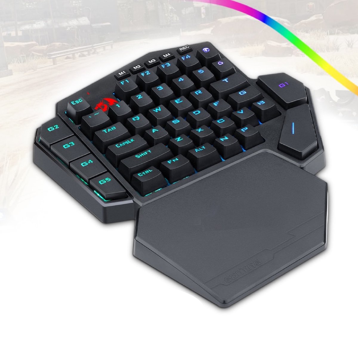 REDRAGON® Game Toetsenbord - 35 Toetsen - LED RGB - Ergonomisch Toetsenbord - Gaming Keyboard - Ergonomisch Gaming Toetsbord - One Hand Keypad - Keypad - PC Gaming - Zwart