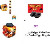 Happy Trendz® - Fidget Cube Fire Blaze + Fidget Rattle Snake Eggs - Fidget Cube Toys - Rattle Snake Fidget Noise - Behendigheid - Cadeau -