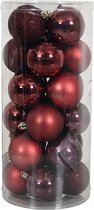 Oneiro's Luxe Kerstballen MEGA LUXE SET van 24 ROOD - ø 40 mm - 24 stuks - groen - kerstbal - luxe verpakking – kerstcollectie – kerstdecoratie – kerstboomhanger – kerstversiering – zilver