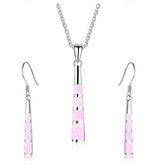 Sieraden set (roze) - Collier met hanger en bijpassende oorbellen