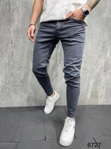 Grijs Satine Jeans Mannen Elastische Taille Skinny Jeans Mannen 2021 Stretch Ripped Broek Streetwear Heren Denim Jeans