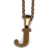 Initiaal ketting-letter J- chirurgisch staal-goudkleurig-45cm - dames