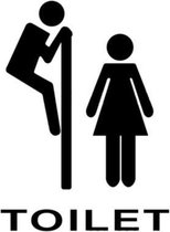 Toiletsticker met symbool heren en dames - Gluur sticker - Kantoorsticker - Wc bordje - Wc pictogram - Zwart - 13 x 18 cm - 125