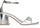 Sacha - Dames - Zilverkleurige sandalen met hak - Maat 42