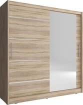 InspireMe- Kledingkast met schuifdeuren met spiegel 2-deurs kledingkast met ingebouwde planken en kledingroede Kledingkastfronten met schuifdeuren met aluminium decoratie Borneo 1