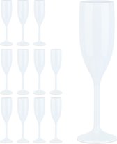 Relaxdays Plastic champagneglazen - 12 stuks - cavaglazen - herbruikbaar - kunststof - wit