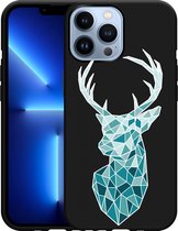 Geschikt voor Apple iPhone 13 Pro Max Hoesje Zwart Art Deco Deer - Designed by Cazy