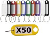 Gekleurde sleutellabels / sleutelhangers - 50 delig