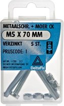 Metaalschroef met moer cilinderkop M5x70mm 5 stuks