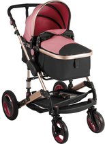 Loft Home Luxe 3-in-1 Kinderwagen | Wandelwagen | Buggy | Baby Wagen | Opklapbaar | Rood/Rose/Zwart