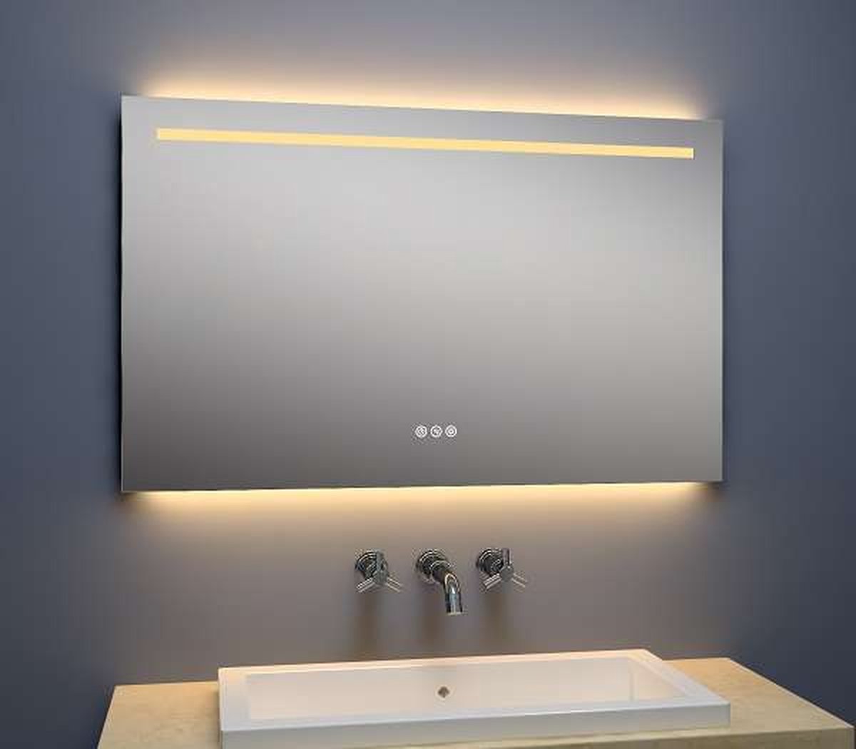 SensaHome - Luxe Badkamerspiegel Rechthoek met Geïntegreerde LED Verlichting - Wandspiegel - Inclusief Spiegel Verlichting - 130 x 80