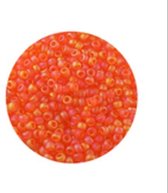 9660-174 Jap. Miyukirocailles - 2,2mm - transparent mat orange rainbow - 10 gram