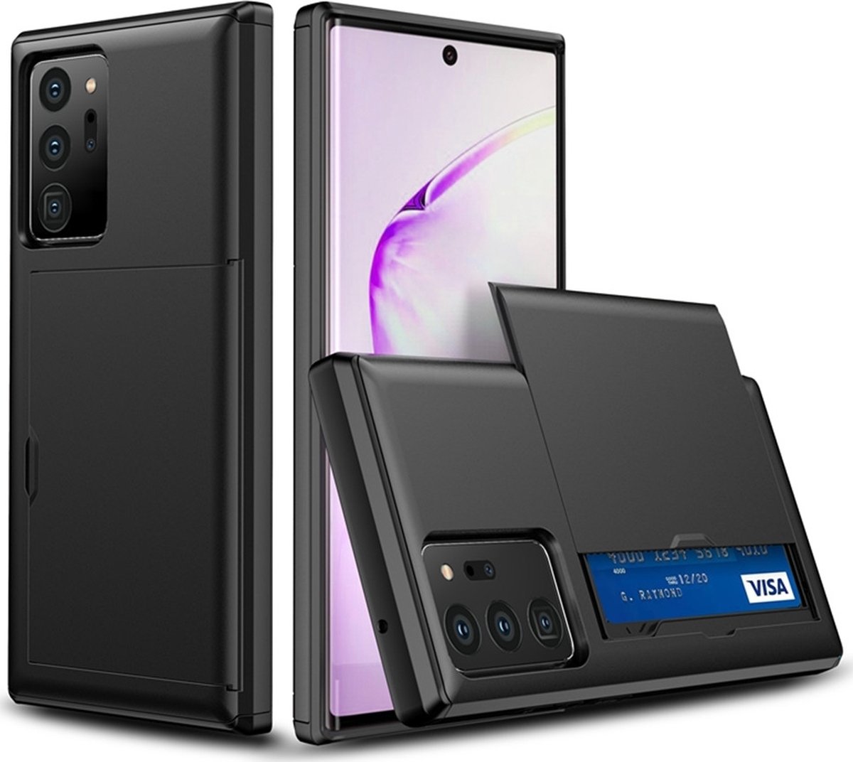 Mobigear Hoesje geschikt voor Samsung Galaxy Note 20 Ultra Telefoonhoesje met Kaarthouder Hardcase | Mobigear Card Backcover Shockproof met Pasjeshouder | Kaarthouder voor 2 Pasjes | Hoesje voor Pinpas / OV Kaart / Rijbewijs | Schokbestendig Galaxy