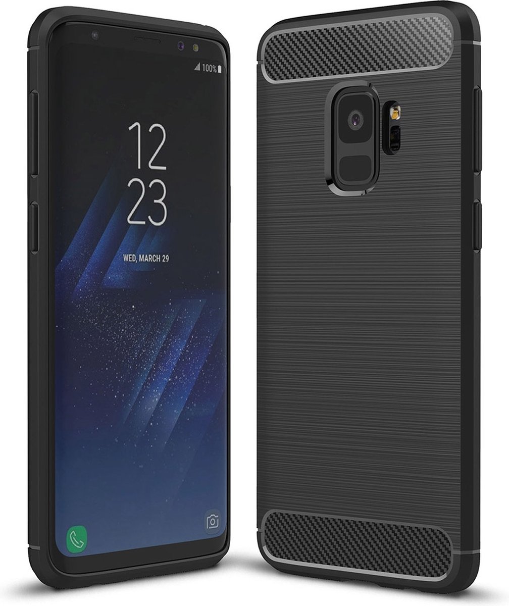 Mobigear Hoesje geschikt voor Samsung Galaxy S9 Telefoonhoesje Flexibel TPU | Mobigear Brushed Slim Backcover | Galaxy S9 Case | Back Cover - Zwart