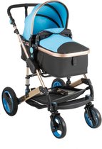 Loft Home Luxe 3-in-1 Kinderwagen | Wandelwagen | Buggy | Baby Wagen | Opklapbaar | Blauw/Rose/Zwart