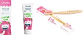 Nordics - mondverzorging kinderen - tandpasta en tandenborstel - rose - fluoride free - vegan - dierproefvrij - met calcium en vitamine E