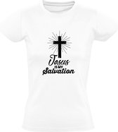 Jesus is my Salvation | Dames T-shirt | Wit | Jezus is mijn redding | Messias | Christen | Christendom | Evangelie | Nieuwe Testament | God