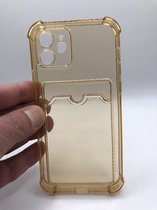 Premium Kwaliteit Anti Schok TPU back cover - Geschikt voor iPhone 11 - Siliconen hoesje met pasjes vakje - Goud/Doorzichtig