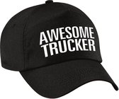 Awesome trucker pet / cap zwart voor volwassenen - baseball cap - cadeau petten / caps