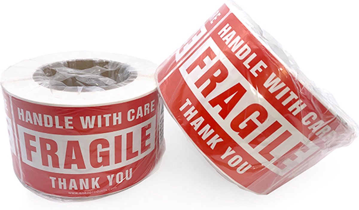250 stuks Fragile Stickers op Rol Breekbaar Verhuisstickers Etiketten op Rol 127mm x 76,2mm - Handle With Care - Thank You - Transport Stickervel — afbeelding 2