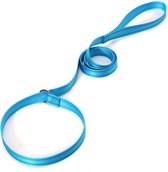 Luxe sliplijn - lichtblauw - 140 cm – reflecterend - trainingslijn voor honden - slip ketting – hondenriem - met soft grip – perfect voor hondentraining