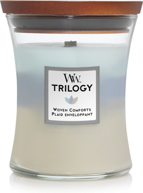 WoodWick Hourglass Medium Trilogy Geurkaars - Woven Comfort