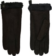 Van Buren suède/wollen dames handschoenen | Bruin | M | Lamsvacht handschoenen