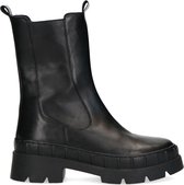 Manfield - Dames - Zwarte leren chelsea boots - Maat 41