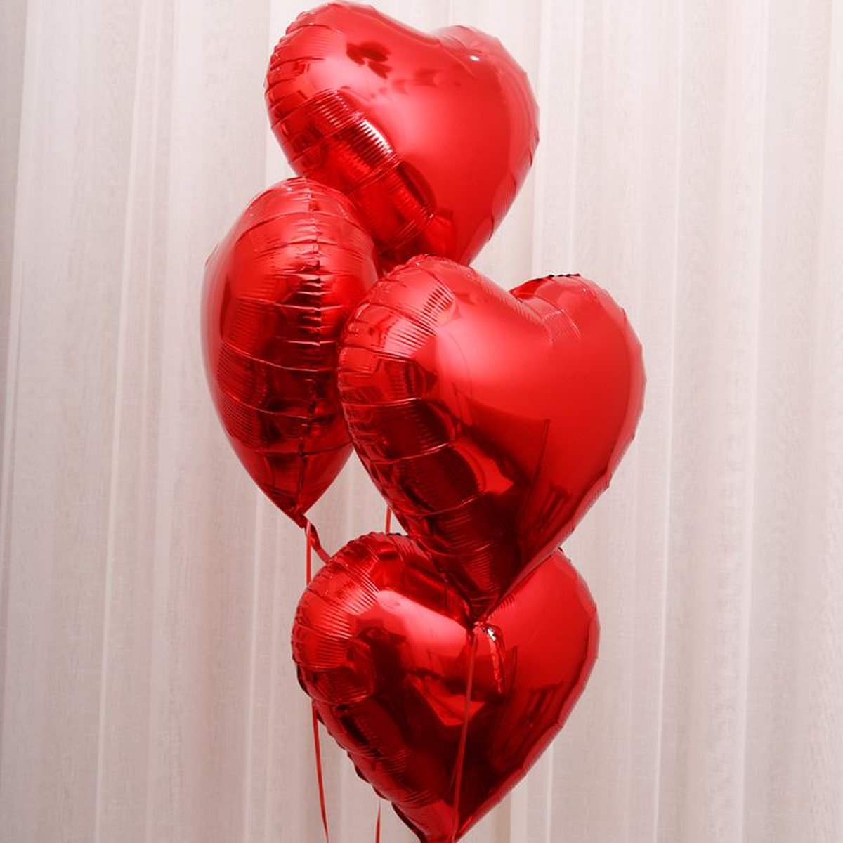 Hartjes Ballonnen Rood 5 Stuks | Folie Ballonnen set voor Valentijnsdag | Helium Ballon | Party Feest Blonnen | Romantische Versiering - 45cm - Merkloos