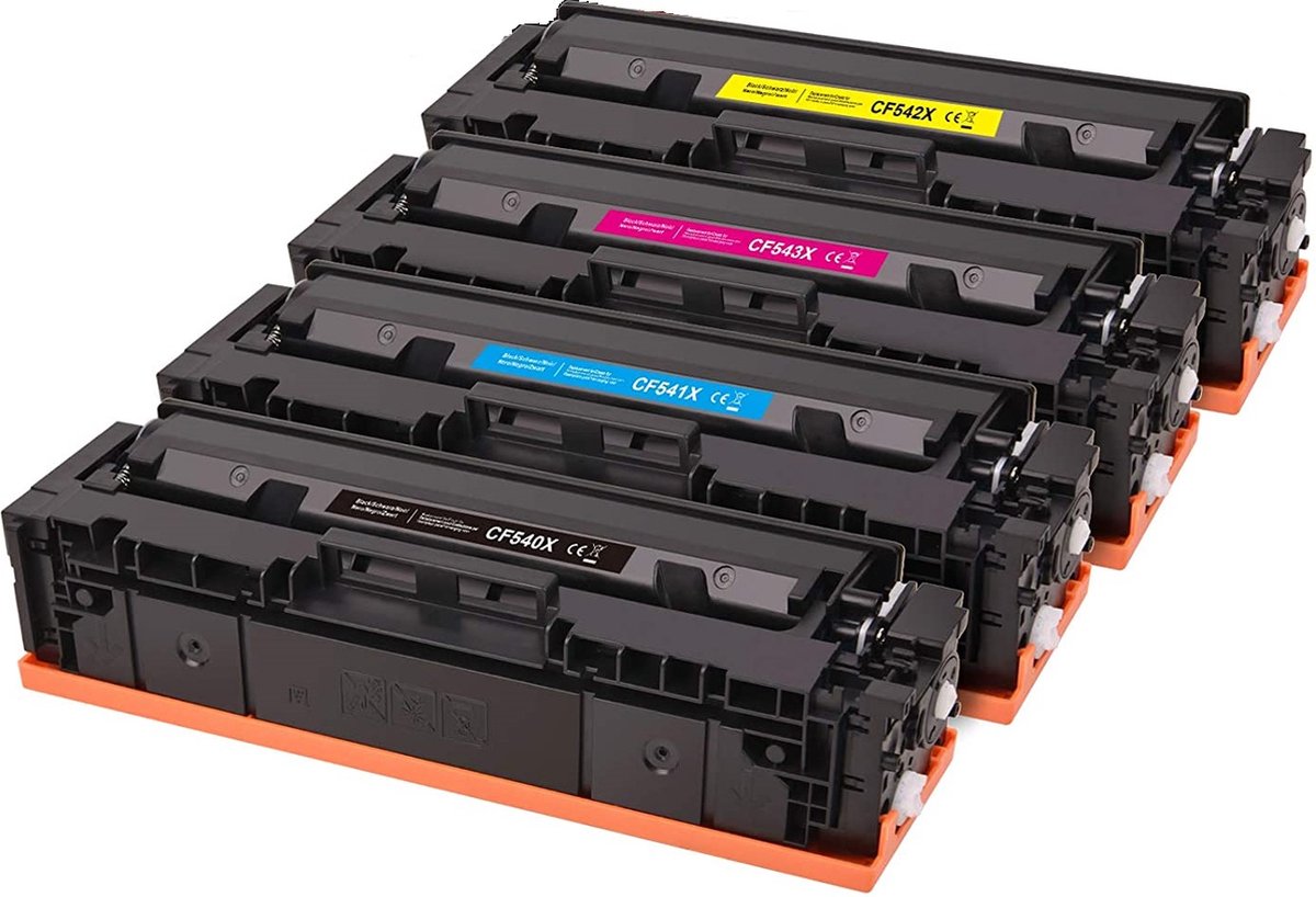 Inktdag toner cartridges voor HP 203X Toner ,HP CF540X / HP CF540A , HP CF541X / CF541A, HP CF542X /CF542A, HP CF543X /CF543A High Yield Use voor HP Color Laserjet Pro MFP M281fdw M280nw M281fdn M281cdw Pro M254dw M254nw M254dn Printer (4 pakketten)