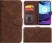 Motorola Moto E20 Hoesje - Bookcase - Pu Leder Wallet Book Case Bruin Cover