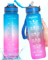 Migliore Bidon 1 Liter - met Rietje - BPA Vrij - Sport - Ook in 600 ml en 2 Liter