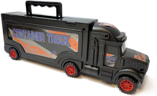 Bouw vrachtwagen transporter truck - speelgoed mini werkvoertuigen - transporter 6-delig set koffer - Oplegger - 34cm van Raviour  — afbeelding 4