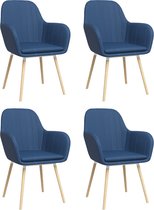 vidaXL Eetkamerstoelen met armleuningen 4 st stof blauw